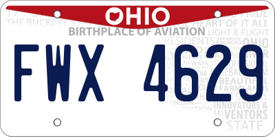 OH license plate FWX4629