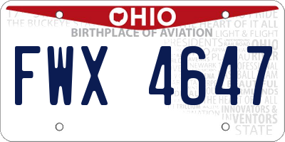 OH license plate FWX4647