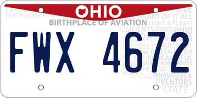 OH license plate FWX4672