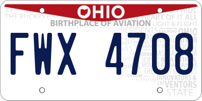OH license plate FWX4708