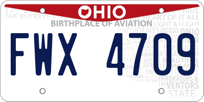 OH license plate FWX4709