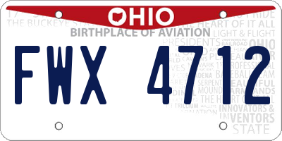 OH license plate FWX4712