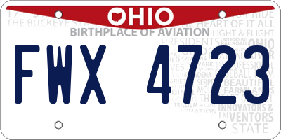 OH license plate FWX4723