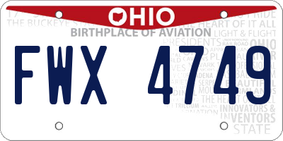 OH license plate FWX4749