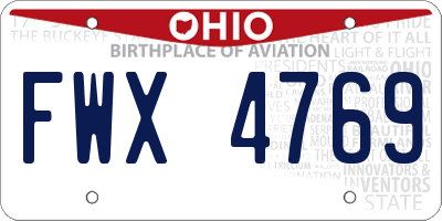 OH license plate FWX4769