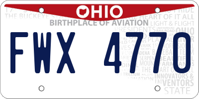 OH license plate FWX4770