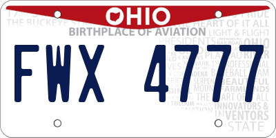 OH license plate FWX4777