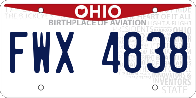 OH license plate FWX4838