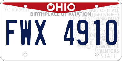 OH license plate FWX4910