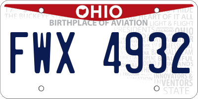 OH license plate FWX4932