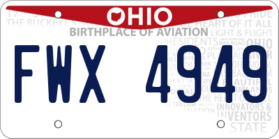 OH license plate FWX4949