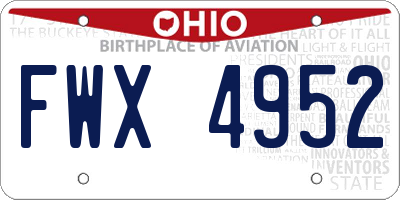 OH license plate FWX4952