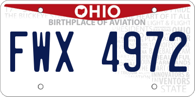 OH license plate FWX4972
