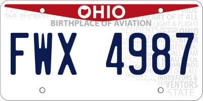 OH license plate FWX4987