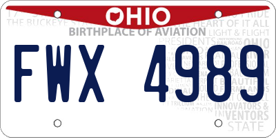 OH license plate FWX4989