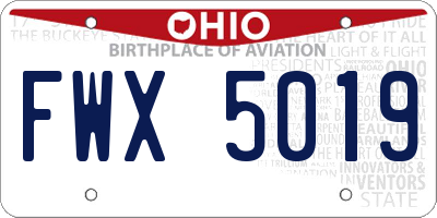 OH license plate FWX5019