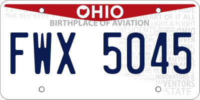 OH license plate FWX5045