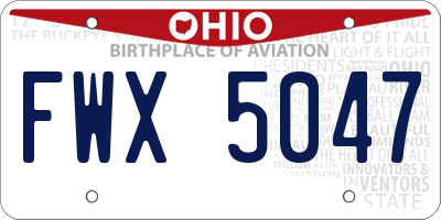 OH license plate FWX5047