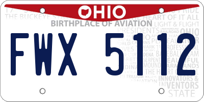 OH license plate FWX5112