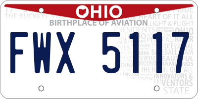 OH license plate FWX5117