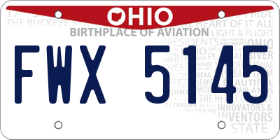 OH license plate FWX5145