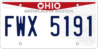 OH license plate FWX5191