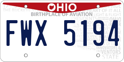 OH license plate FWX5194