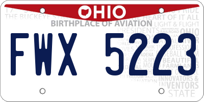 OH license plate FWX5223