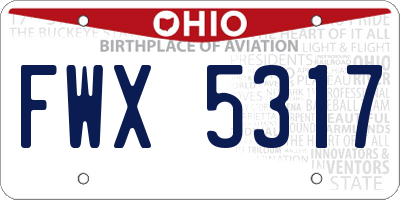 OH license plate FWX5317