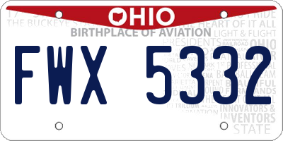 OH license plate FWX5332