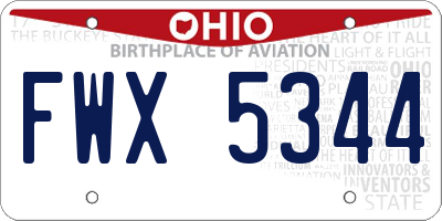 OH license plate FWX5344