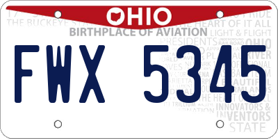 OH license plate FWX5345