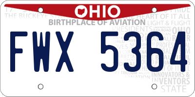 OH license plate FWX5364