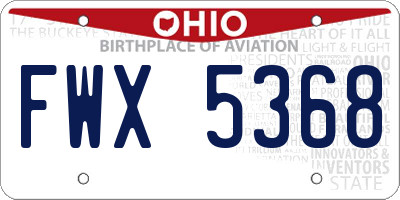OH license plate FWX5368