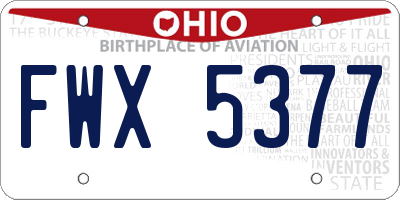 OH license plate FWX5377