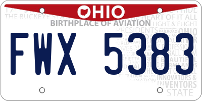 OH license plate FWX5383