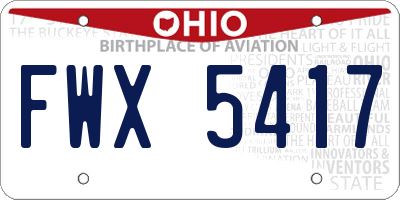 OH license plate FWX5417