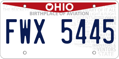 OH license plate FWX5445