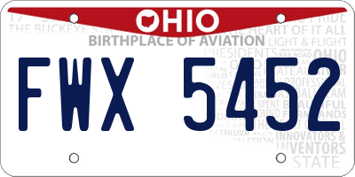 OH license plate FWX5452