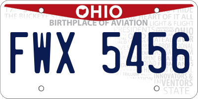 OH license plate FWX5456