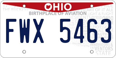 OH license plate FWX5463