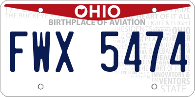 OH license plate FWX5474