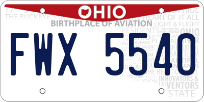 OH license plate FWX5540