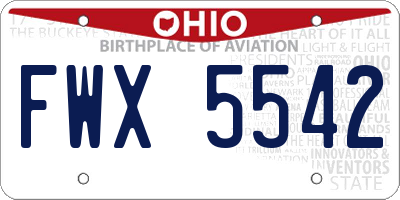 OH license plate FWX5542