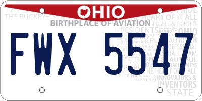 OH license plate FWX5547