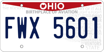 OH license plate FWX5601