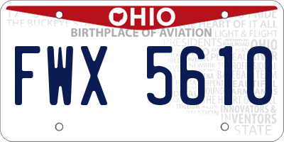 OH license plate FWX5610