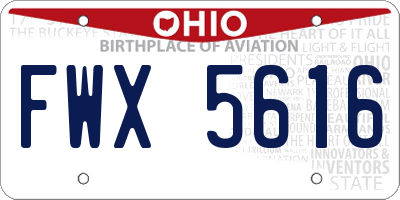 OH license plate FWX5616