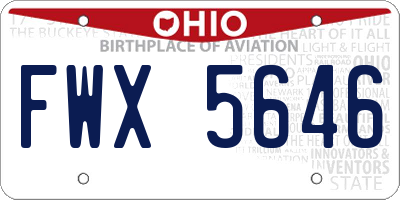 OH license plate FWX5646