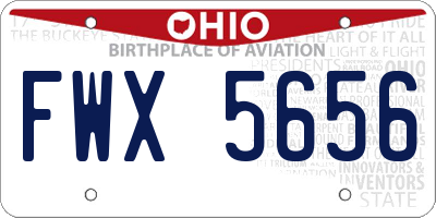 OH license plate FWX5656